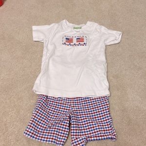 Classic Whimsy Smocked Flag Shorts Set